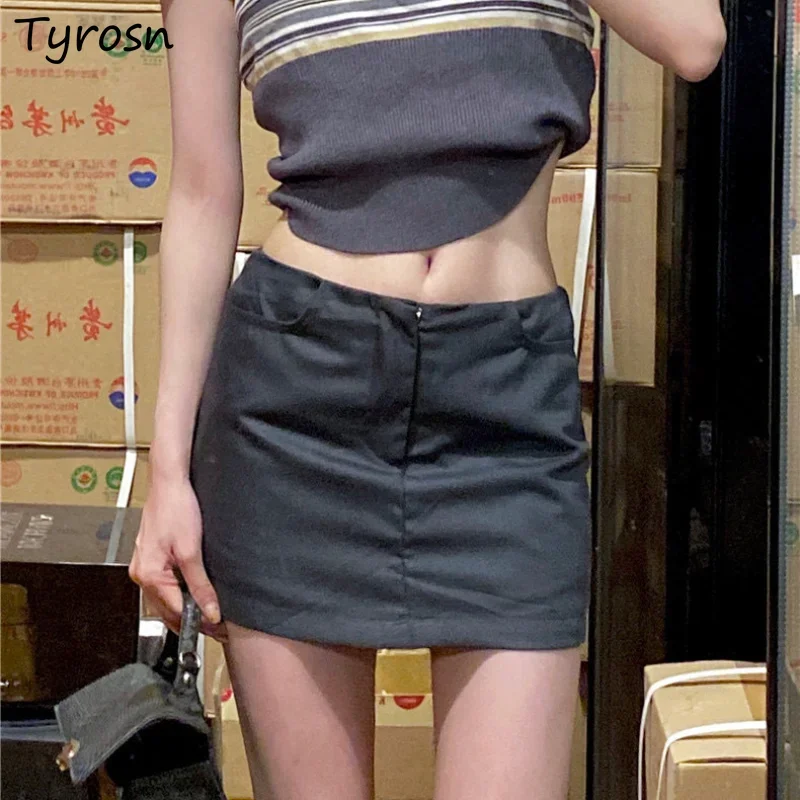 

Sexy Low Waist Skirts Women Mini Temperament Vintage Fashion Summer Pure Office Lady Streetwear Slim All-match Casual Hotsweet