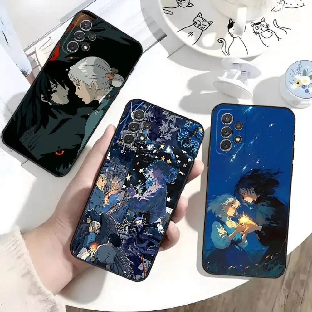 

Anime H-Howl and S-Sophie Phone Case For Samsung S 25,24,23,22,30,21,10,9,Ultra,Plus,Lite,FE,4,5G Black Soft Case