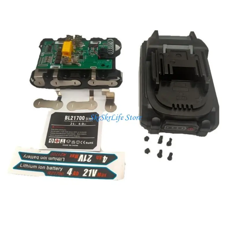 E65E Compactly Design Battery Case Housing Reusable Plastic Case for 18V BL1830 BL1890 5S2P Lithium Cells Compatibility