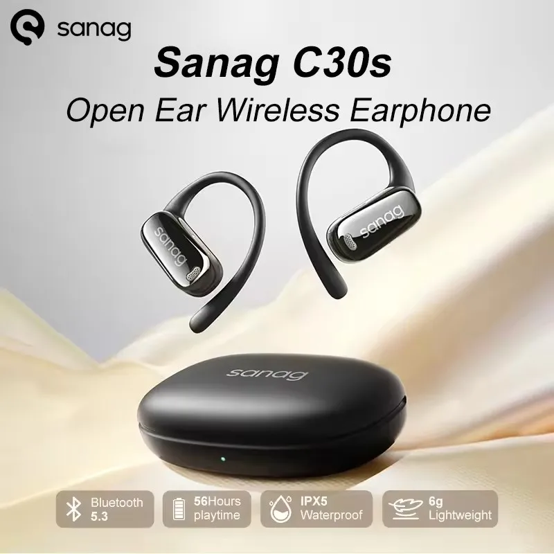 

C30S Open Ear Wireless Earphone Air Conduction Headphones 56 Hours Playtime Bluetooth 5.3 Ear Hook OWS Earbuds