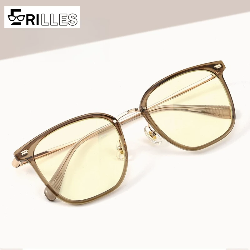 

Художественные очки в стиле ретро, полутитан, квадратные очки в полной оправе, легкий дизайн для мужчин/женщин, модный комфорт