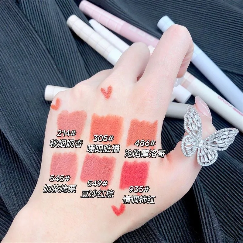 Lovely 6 Colours Matte Lipstick Velvet Crayon Lipstick Lip Liner Long Lasting Sexy Red Non-Stick Lip Pencil Makeup Cosmetics