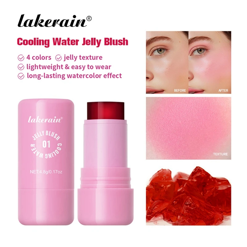 Lakerain rubor de gelatina de frutas, colorete de gelatina, tinte de labios, mejillas y labios, maquillaje de contorno Facial hidratante de larga duración