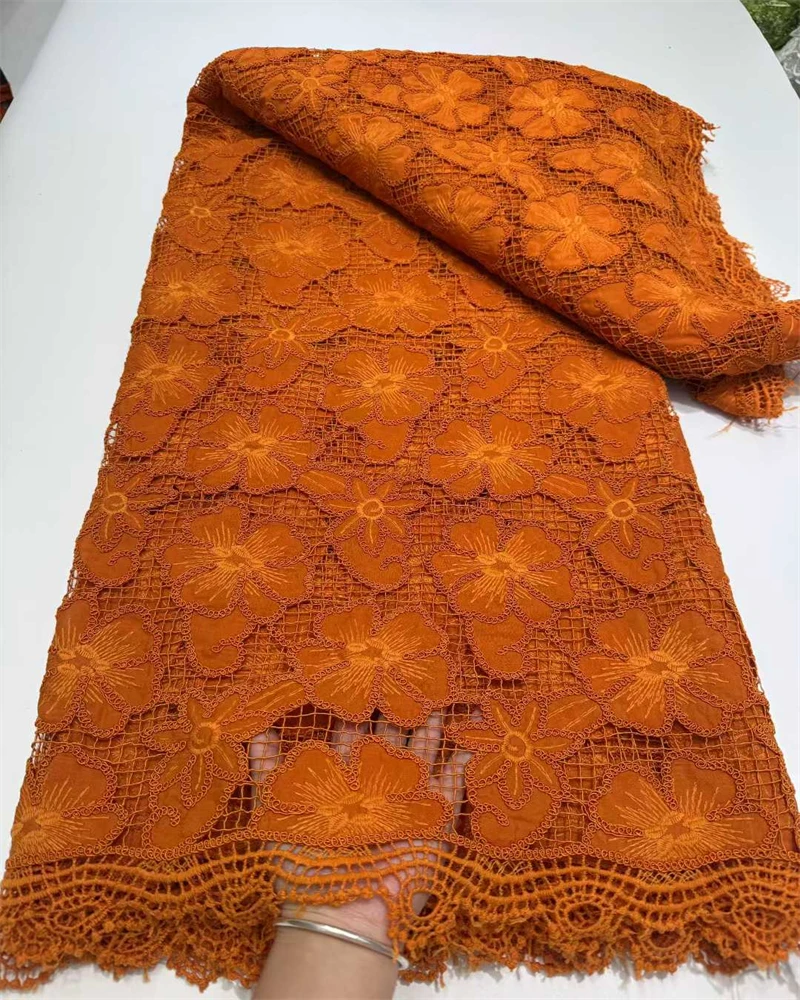 

5 yard Swiss Dry lace fabric heavy beaded Embroidery African 100% cotton Swiss voile lace popular Dubai style