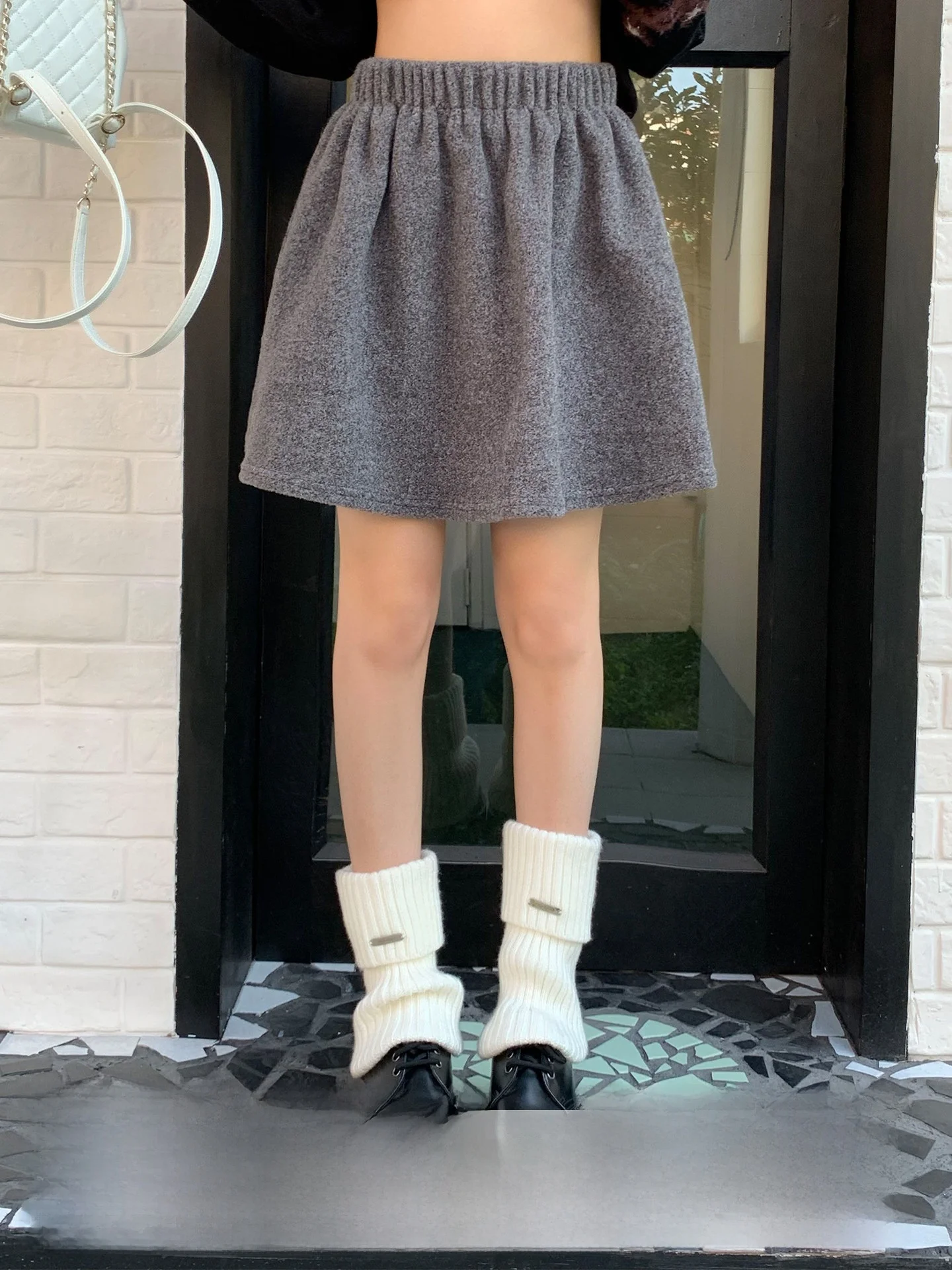 

Зимняя модная женская юбка А-силуэта из шерстяной ткани, скрывающая бедра, с 5 карманами, повседневная, со средней талией, Pure C...