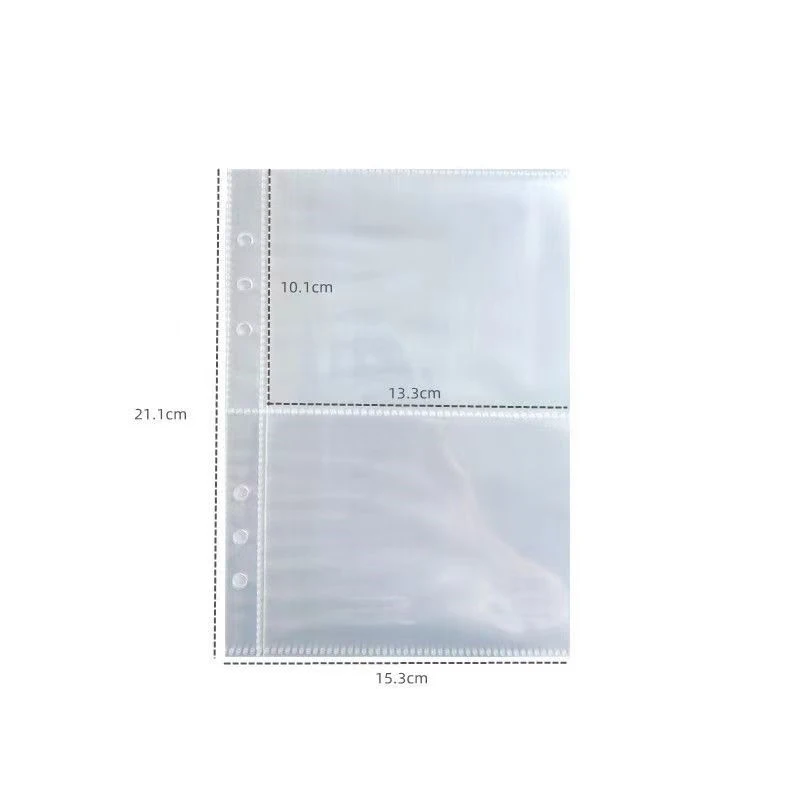 10pcs A5/A6/A7 Transparent File Holder 3/6 Hole Notebook Loose Leaf DIY Document Binder Photo Storage Refill Pouch Office Supply