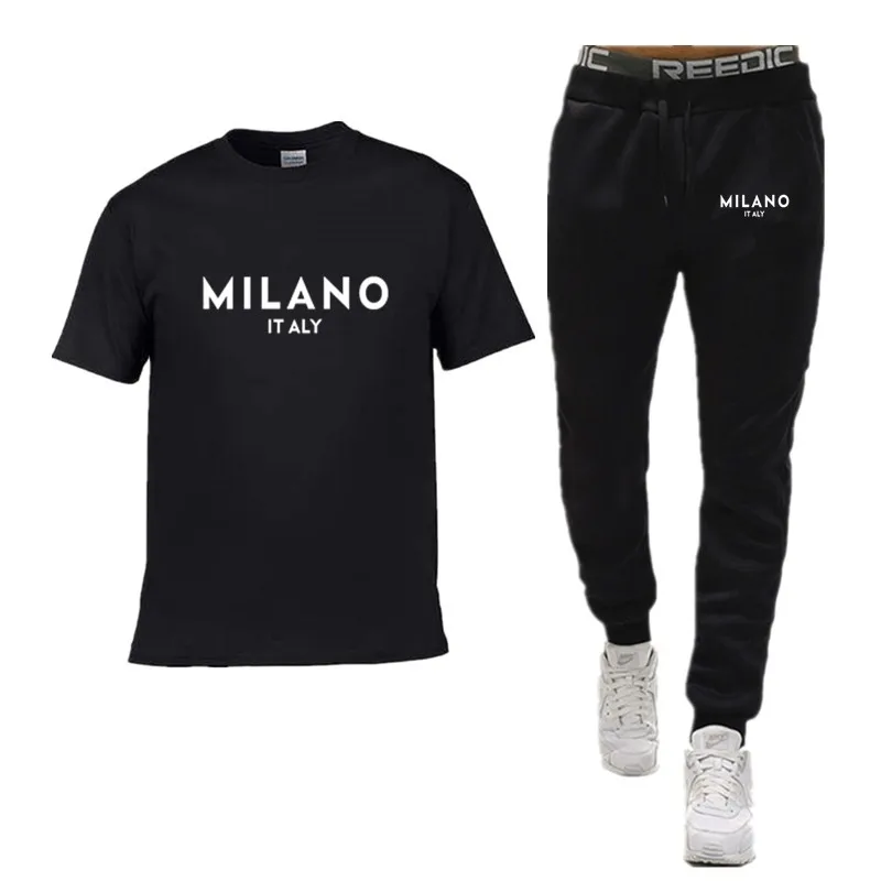 

2-piece men's sleepwear set for spring summer autumn winter long sleeved pants letter patterned base shirt home wear set