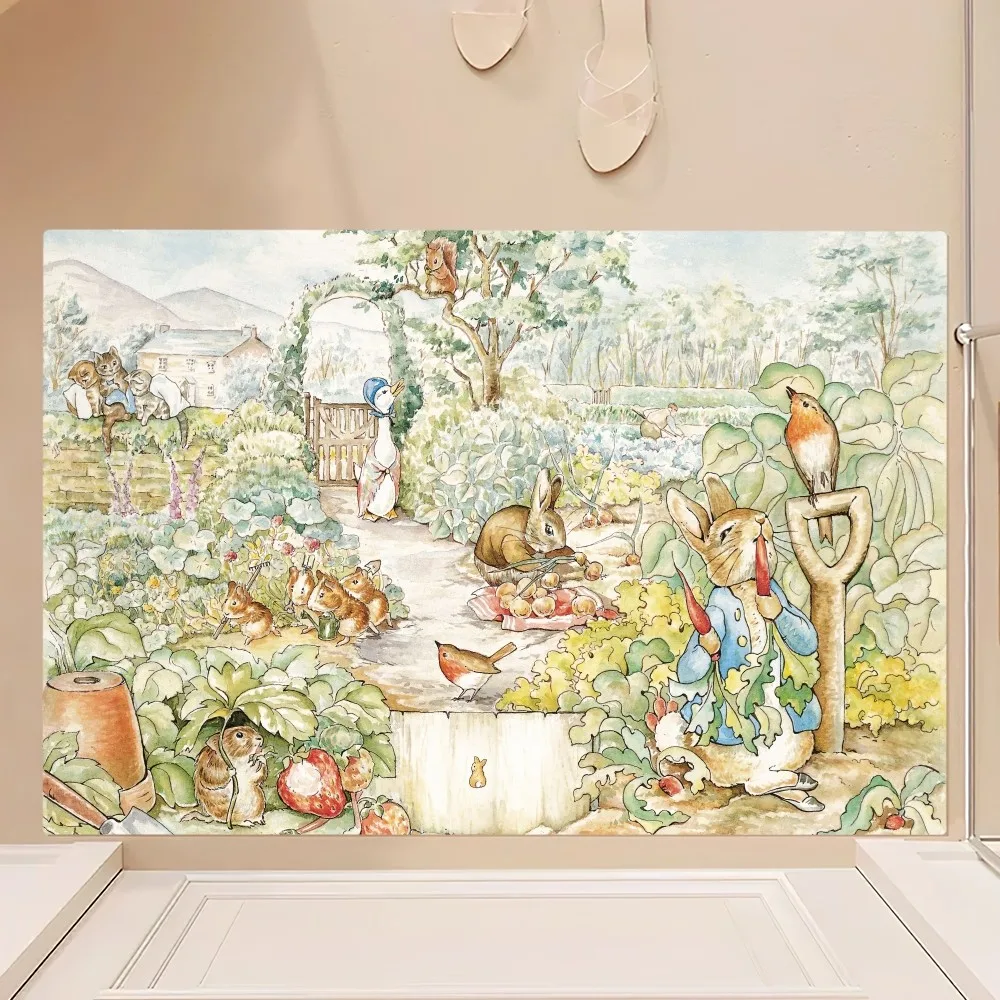 Cartoon P-Peter Rabbit Cute Floor Mat Bedroom Kitchen Door Bath House Super Absorbent Foot Non-slip