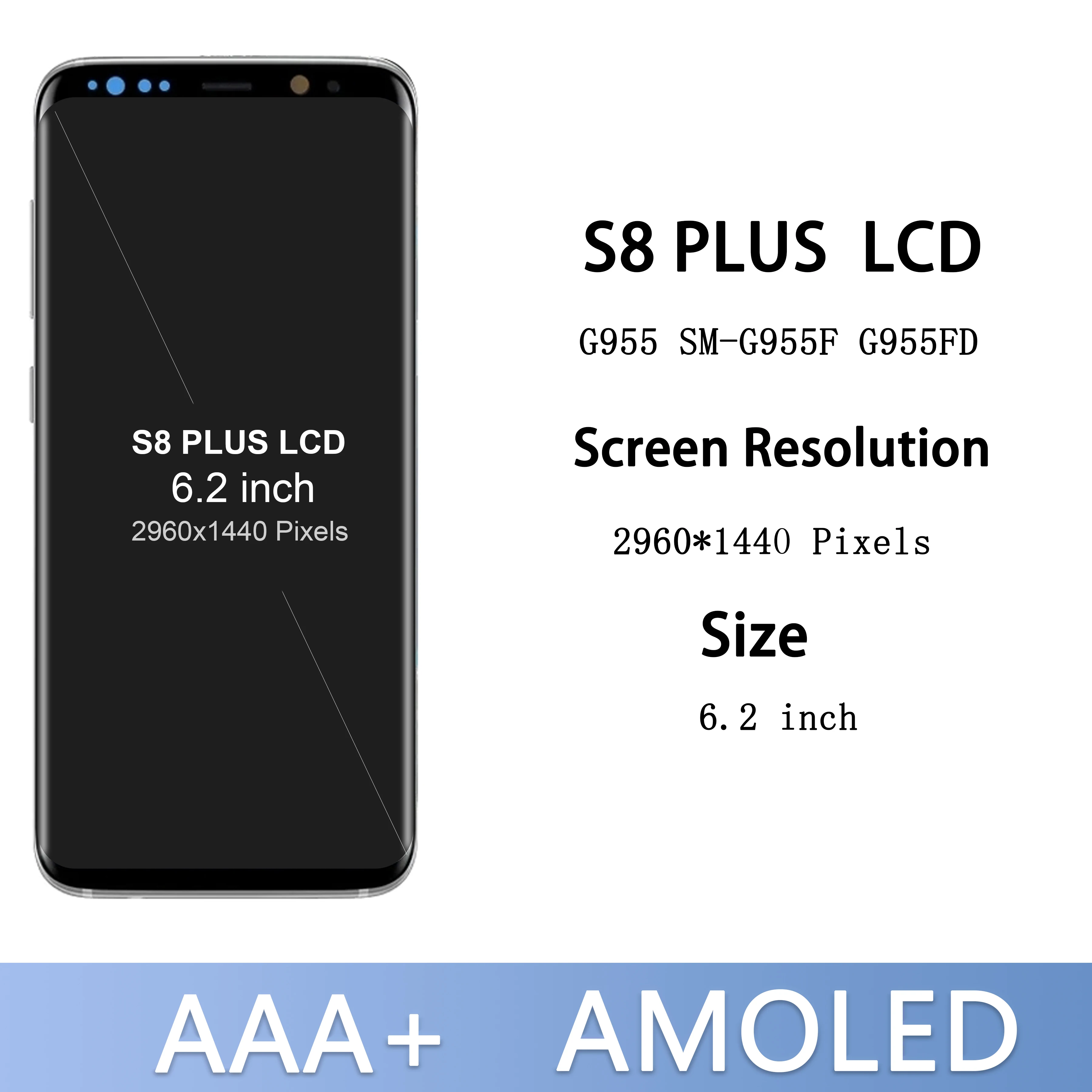 100% Tested  AMOLED S8+ Display For Samsung Galaxy S8 Plus Touch Screen Digitizer LCD Display G955 G955F Free back cover