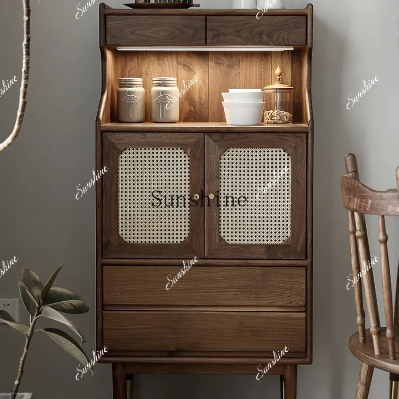 

Nordic black walnut dining side living room storage chest small apartment against the wall dining room storage FT