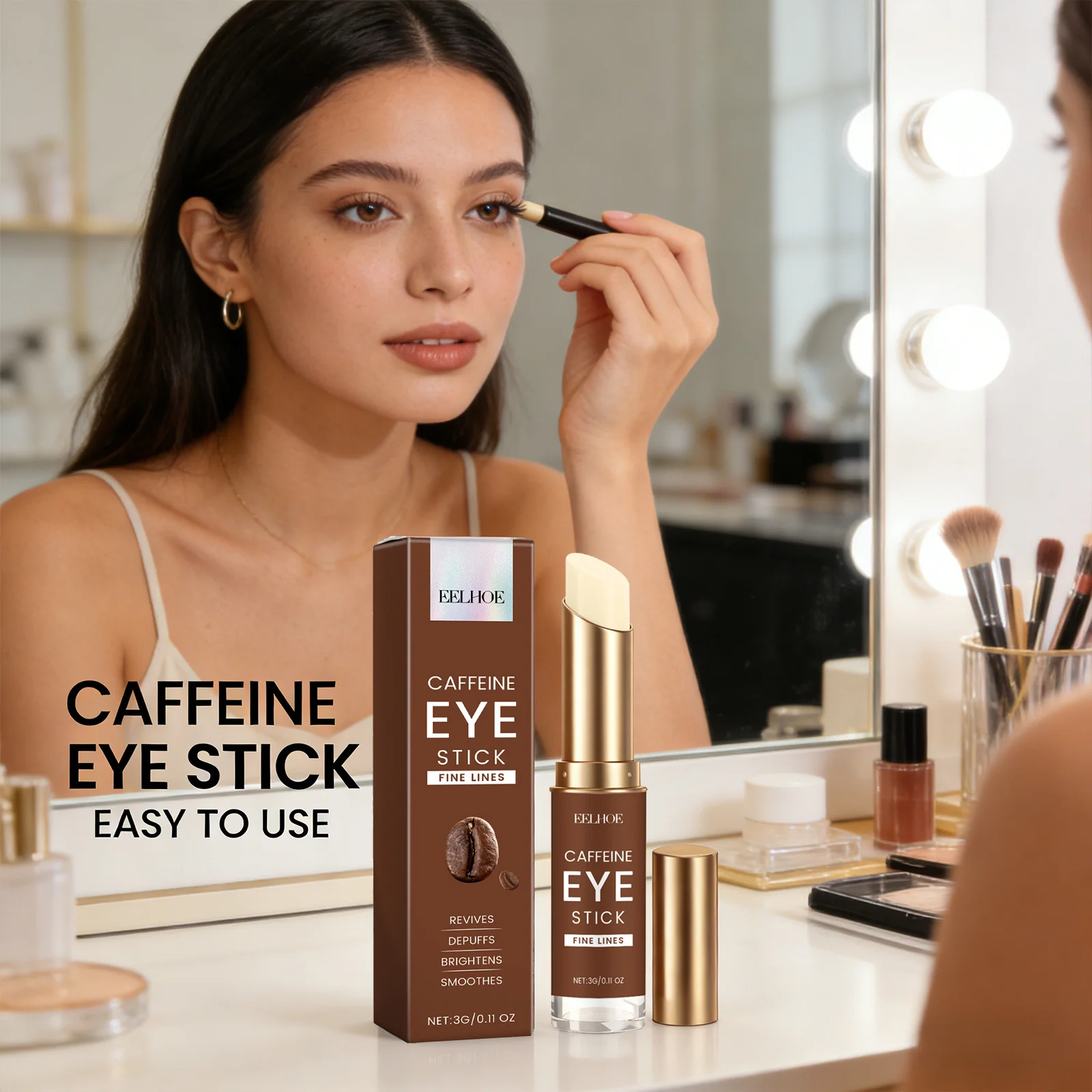 

Caffeine Eye Cream Stick Moisturizing Remove Eye Bag Improve Dullness Brightening Anti Puffiness Dark Circle Portable Eye Creams