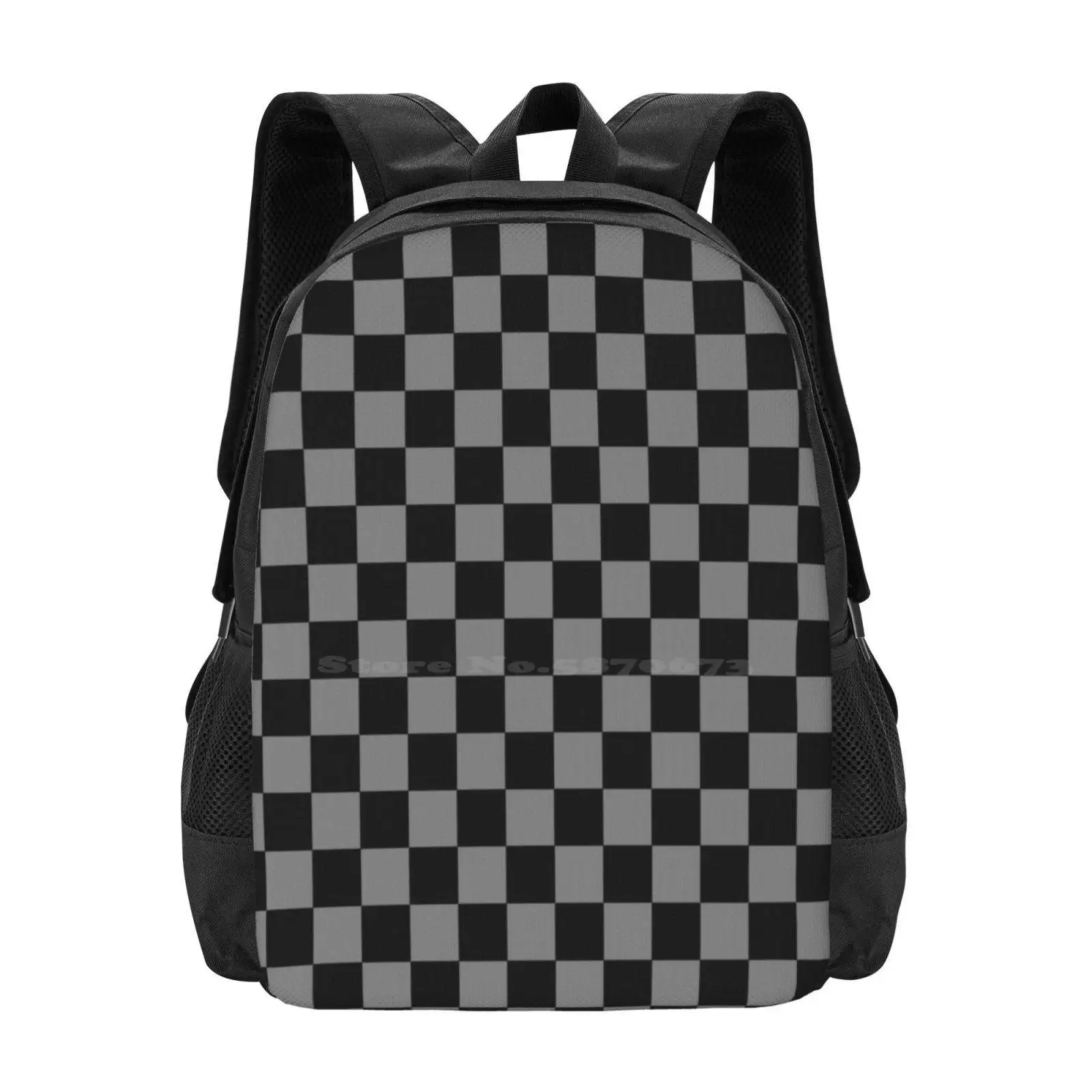 

Grey And Black Checkerboard Pattern Hot Sale Schoolbag Backpack Fashion Bags Checkerboard 000 Black Pattern Squares Emo Bands