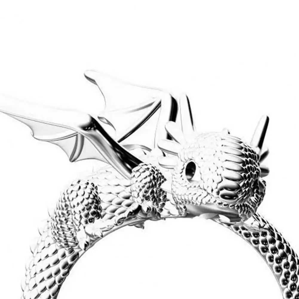 التنين خواتم القوطية الشرير نمط الزاحف المجنح أجنحة سبيكة افتتاح قابل للتعديل خواتم Vintage مجوهرات اكسسوارات هدايا للرجال النساء #5
