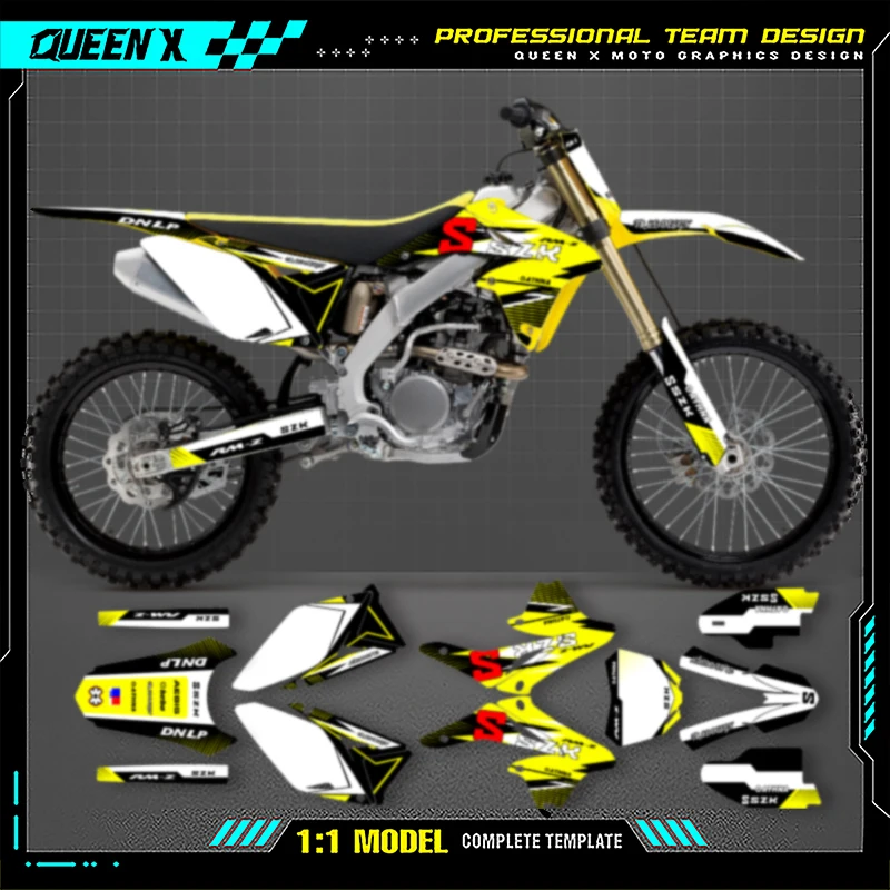 

QUEEN X MOTO индивидуальный командный мотоцикл для SUZUKI RMZ250 2010 2011 2012 2013-2018 графический фон наклейка комплект 008
