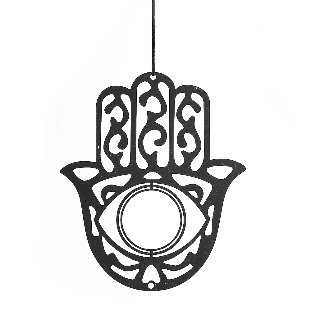 2PCS Amulet Fatima Hanging Decorations Metal Lucky Hamsa Hand DIY Wind Chimes Connector Parts Home Balcony Aesthetic Pendant