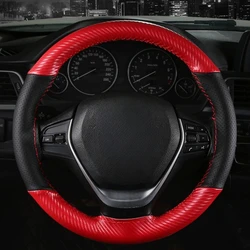 Car Steering Wheel Cover 15 inch/38 cm Soft Fiber Leather Anti-slip Steering-Wheel Braid Stitch On Wrap With Needle Thread