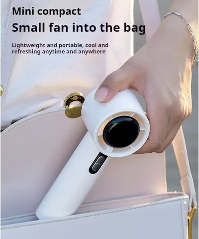 Semiconductor Cooling Handheld Fan, LED Display 100-Speed Turbo Fan, USB Rechargeable Portable Cooler for Sport Travel Outdoor