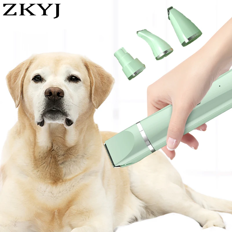 4 in 1 Pet Electric Hair Clipper with 4 Blades Grooming Trimmer Nail Grinder Professional Recharge Haircut For Dogs Cat