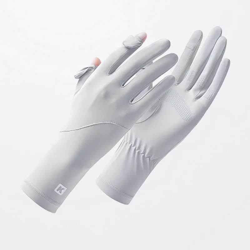 Women's UV-protective Sun Gloves Anti-slip and Breathable Ice Silk Gloves Cycling UPF 50 Lightweight and Extended-length