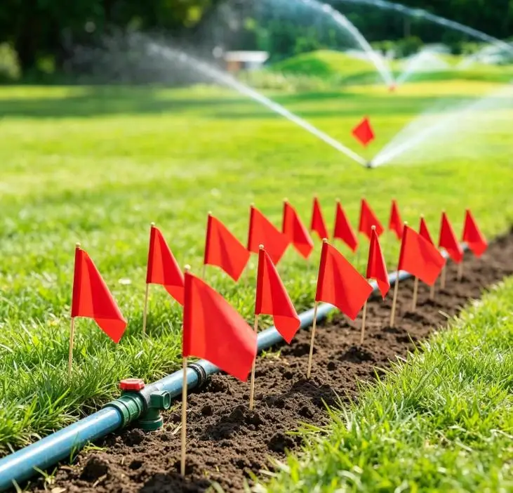 100pc Red Blue= Marking Flags With 38cm Steel=Wire Poles,PVC Signal Flags For Boundary Surveying Race Tracks Landscaping Project