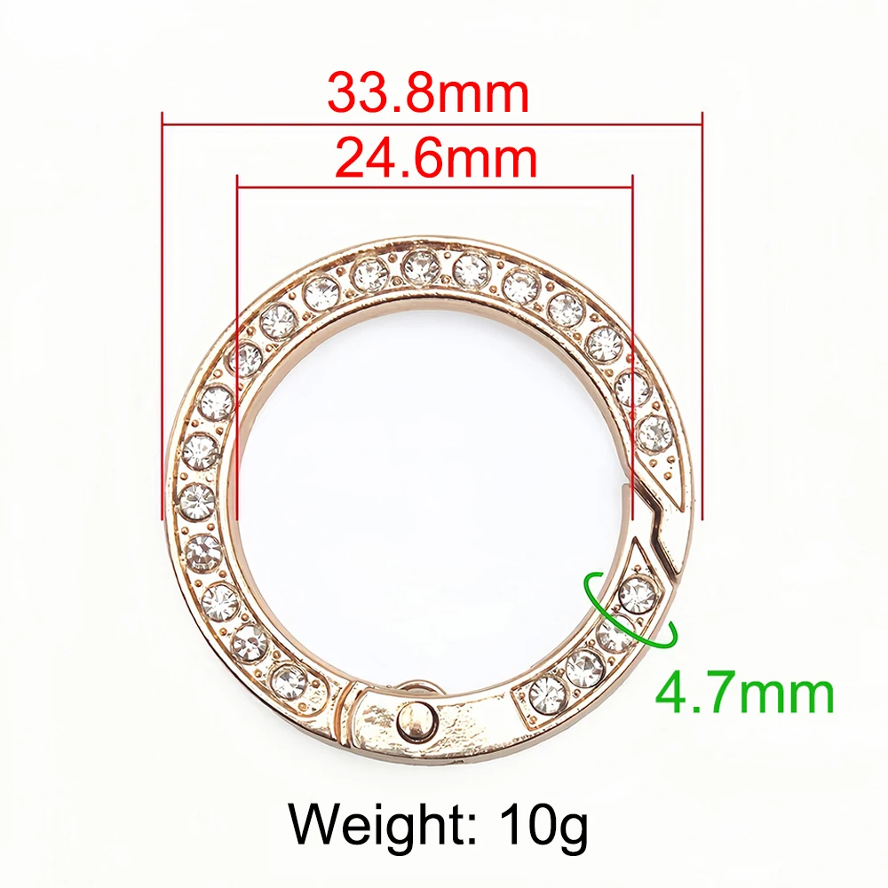 3 Stück Kristall-Strass-Feder-O-Ring-Verschluss Runder Schlüsselanhänger Modischer Schlüsselring für DIY-Taschen, Autoschlüsselanhänger, Schmuckzubehör – Detail 8