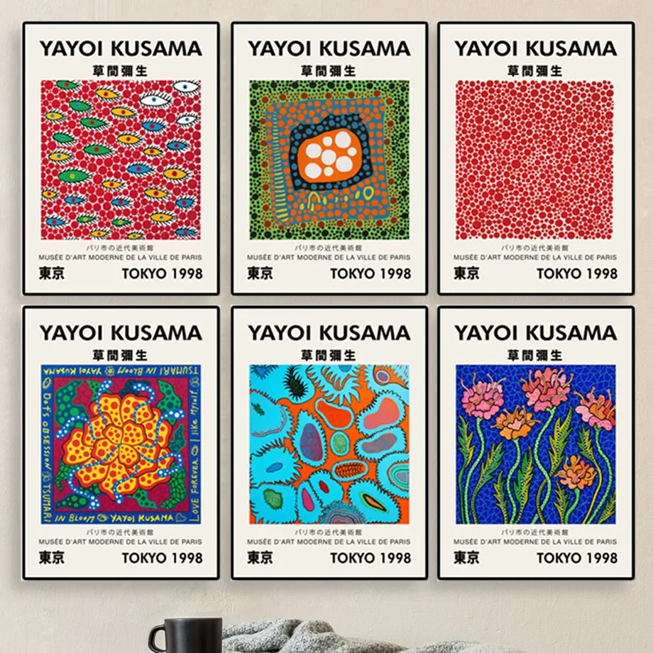 Yayoi Kusama Polka Dot Eye Exhibition Japanese Posters And Prints Wall Art Canvas Painting For Living Room Decorative Pictures