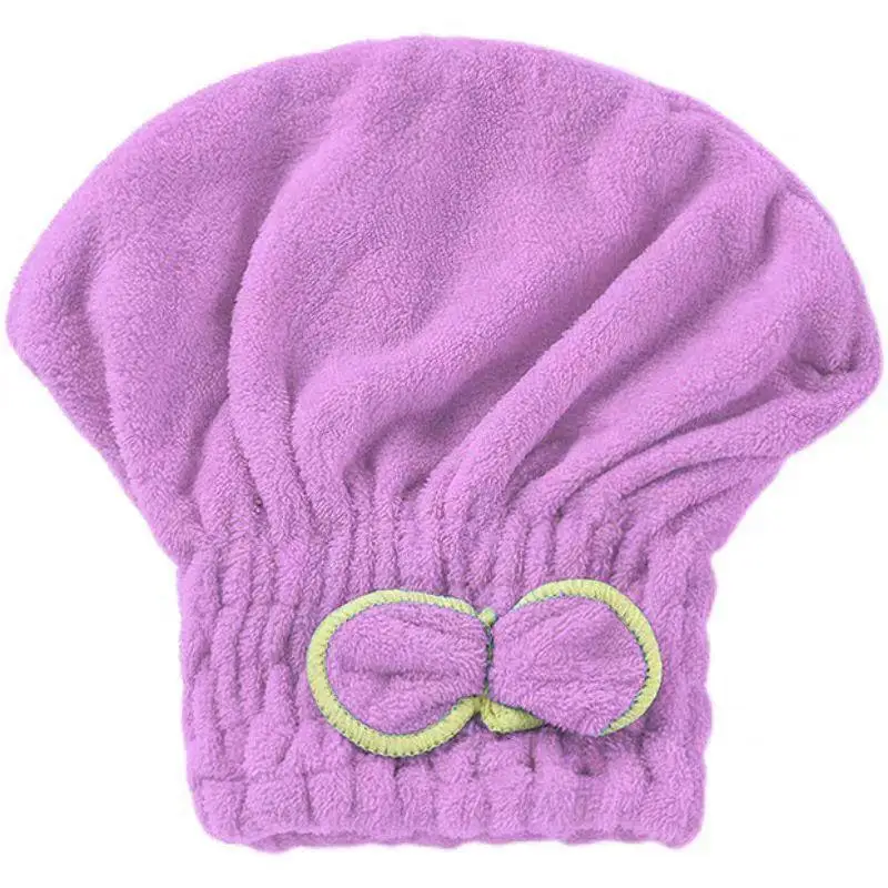 Quick Drying Bowknot Hair Towel Wrap Soft Microfiber Bath Bonnet Cap No Frizz for Women Daily Hair Care