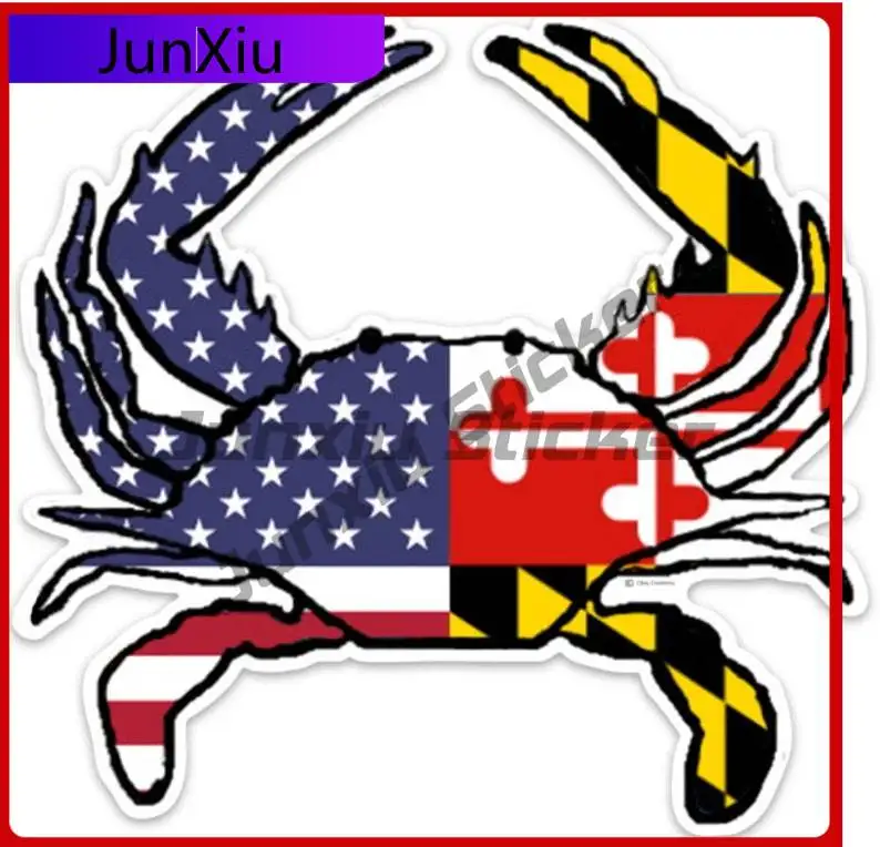 

Maryland Us Flag Crab Shaped Sticker Vinyl Decal Exterior Accessories Car Motorcycle Suv Laptop Rv Camper Windows Windshield