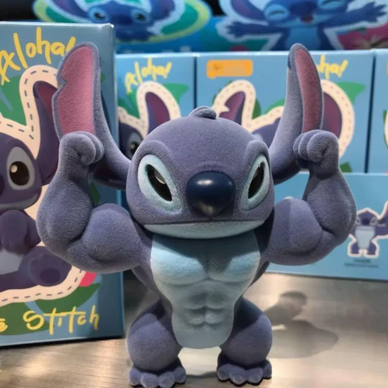 

Disney Flocking Muscle Stitch Figure Cute Fitness Stitch Statue Strangely Cute Desktop Ornament Christmas Birthday Gift For Kid