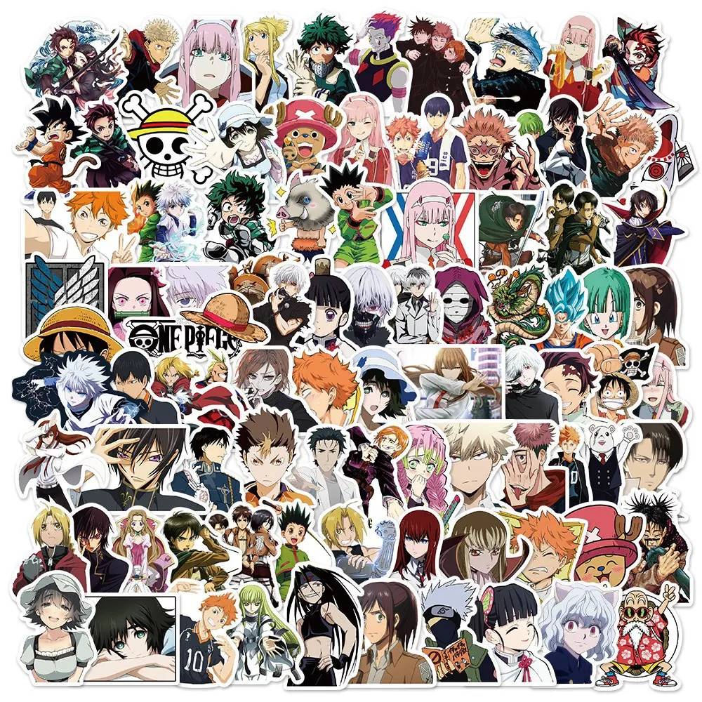 100pcs  Anime Stickers Set for Waterproof Suitcase Laptop Bicycle Skateboard Sticker Bomb Decal