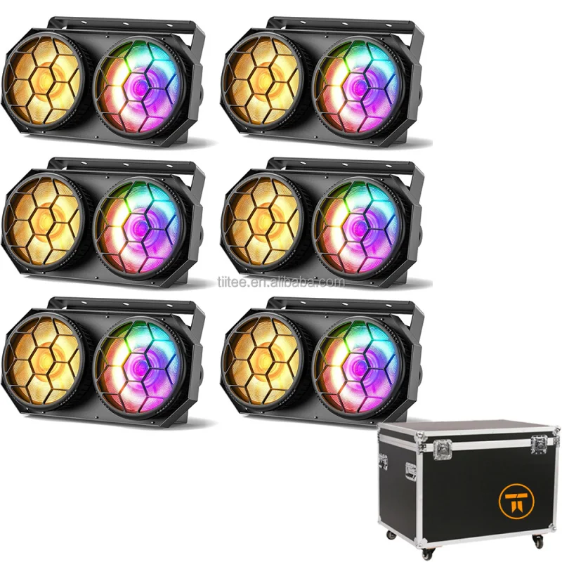 

Световые приборы Tiitee 6 шт. RGB Blinder Light DMX, ретро-сценические светильники 2x100W, холодный белый и теплый белый COB LED, винтажные уличные светильники с кейсом для транспортировки