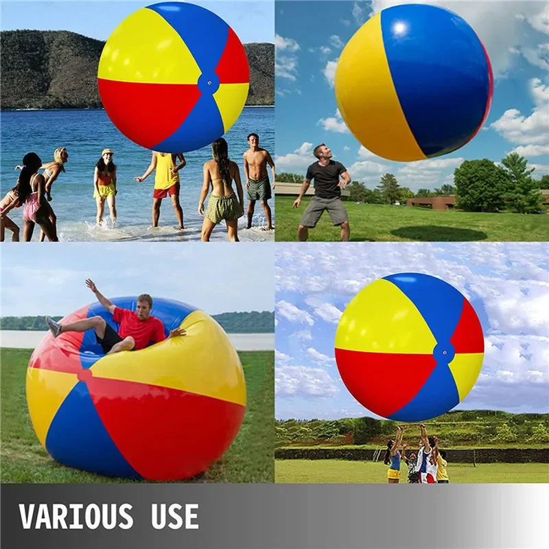 80/200 cm PVC aufblasbarer großer Strandschläger mit 6 bunten Outdoor-Sommer-Interaktives Spielzeug Schwimmen Erwachsene Kinder Sportbecken