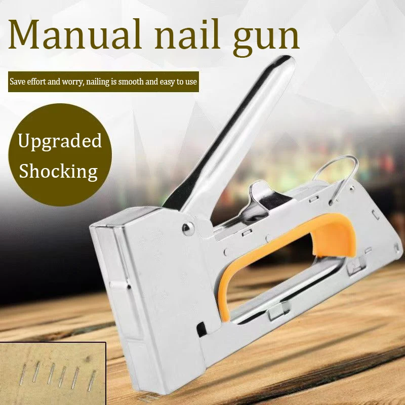 Manual Nailing Gun Construction Stapler Heavy Duty Air Nail Woodworking Special Staple Book Household DIY