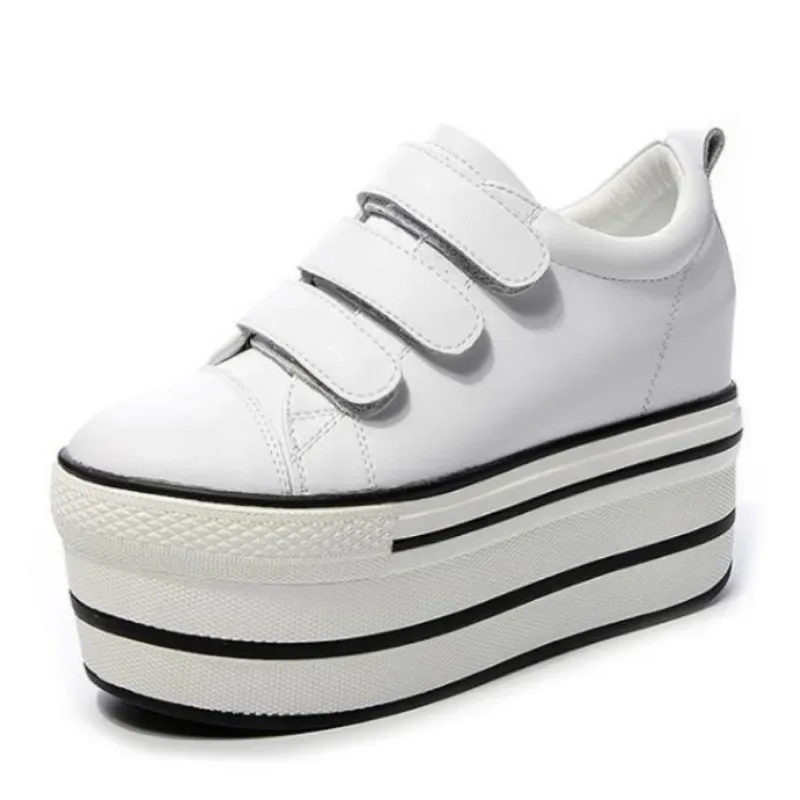 

Top quality 12cm Genuine Leather New Women Shoes Platform Heel Platform Sneakers Wedge Shoes Fashion Women Leather Shoes Casual
