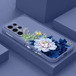 Blue Blossom Phone Case For Samsung Galaxy S25 S24 S23 S22 S21 S20 S10 S10E Ultra Plus FE Note 20 Ultra 10 Plus Cover