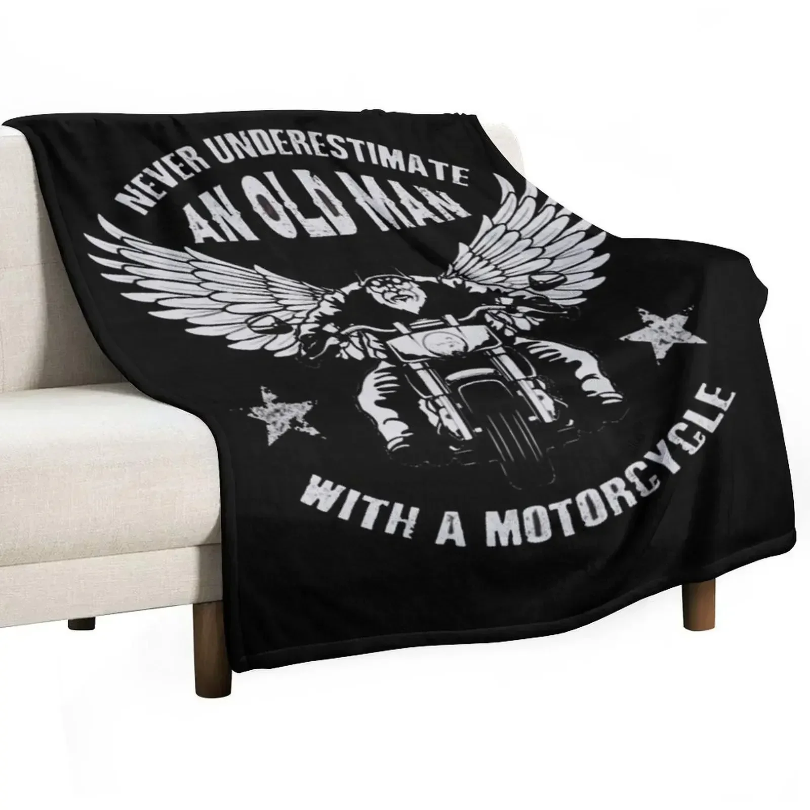 

Never Underestimate an Old Man with a Motorcycle Throw Blanket warm winter christmas gifts Decorative Sofa Blankets