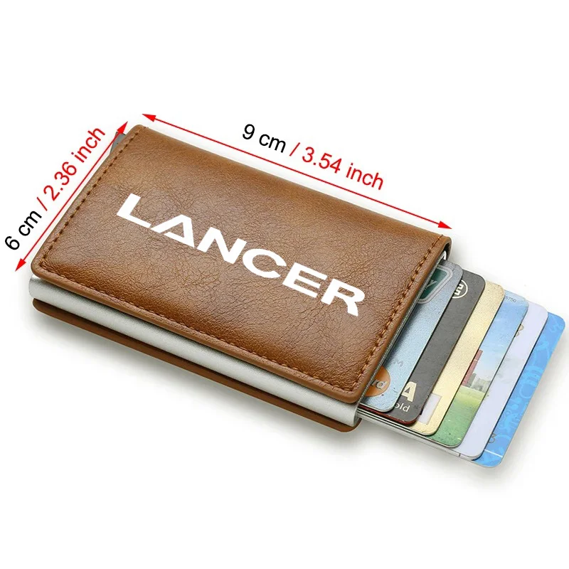 Rfid Credit Card Holder Men Wallets Bank Cardholder Leather Wallets For Mitsubishi Lancer EX Outlander ASX Ralliart car gadget