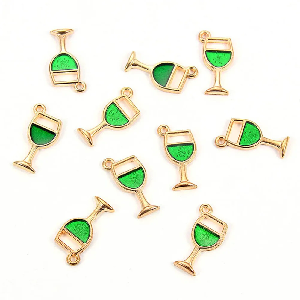 

30pcs Alloy Wine Glass Pendant Diy Charms For Jewelry Making Necklace Bracelet Keychain Craft Supplies Red Blue Green Party