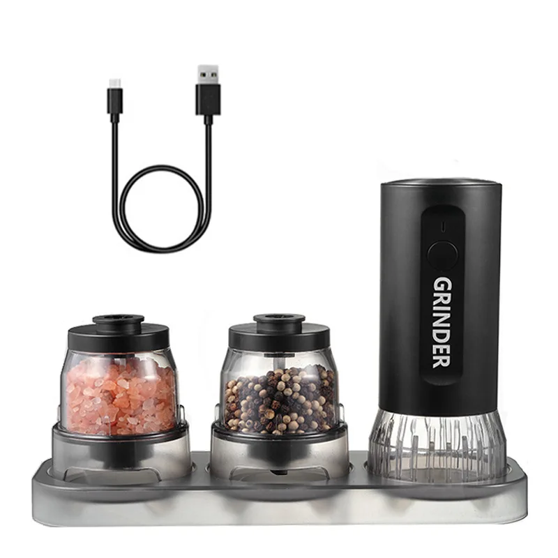 Moedor de pimenta elétrico multifuncional, moedor multi-especiarias doméstico, grãos de pimenta, sal marinho, gergelim, moedor de pimenta preta