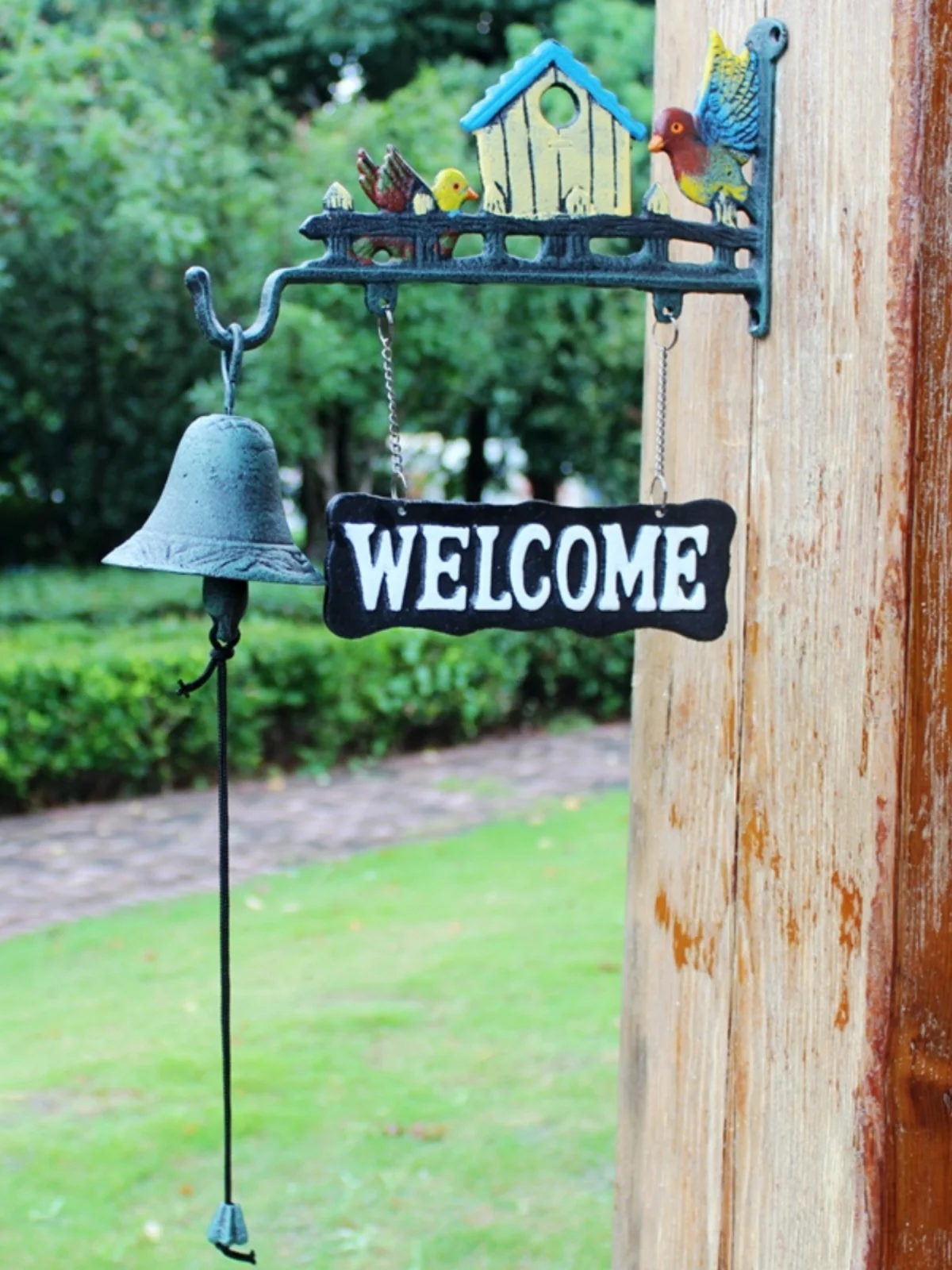 rural retro welcome double-sided listing doorbell cast iron wrought iron doorbell hand ring bell