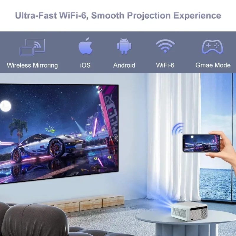 

Портативный LED-проектор D9W Mini Pro Pico Smart на Android 14 с разрешением 1080P, яркостью 2700 ANSI и встроенными динамиками