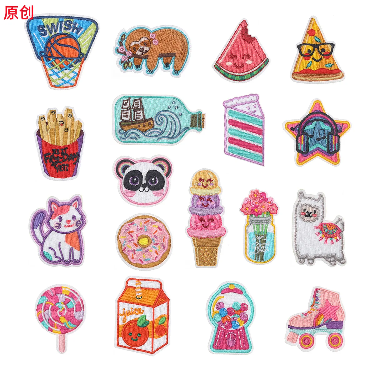 50pcs/Lot Anime Embroidery Patch French Fry Monkey Panda Drifting Bottle Skate Clothing Decoration Accessory Craft Diy Applique