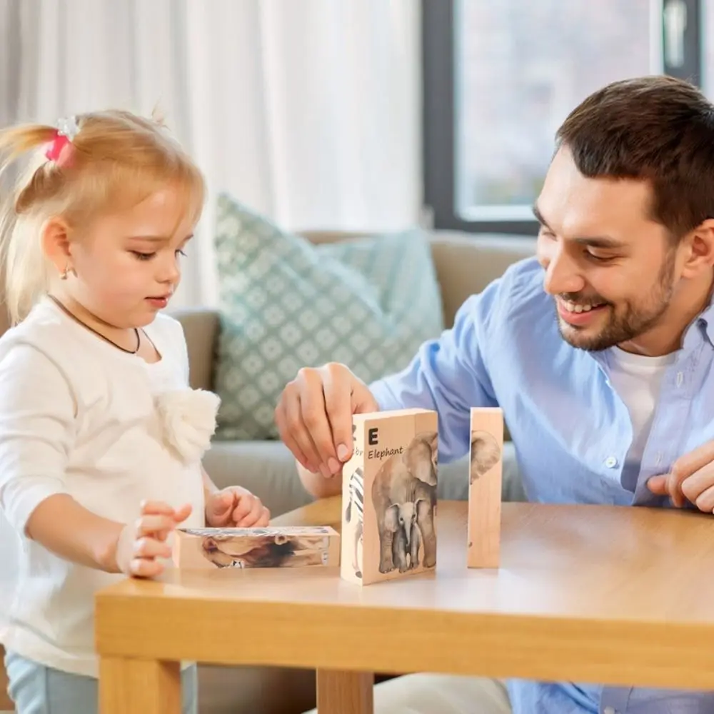 

Wooden Wooden Animal Puzzles Educational Montessori Animal Theme Block Puzzle Toy 4 in 1 3D Wooden Rotating Jigsaw Girls Boys