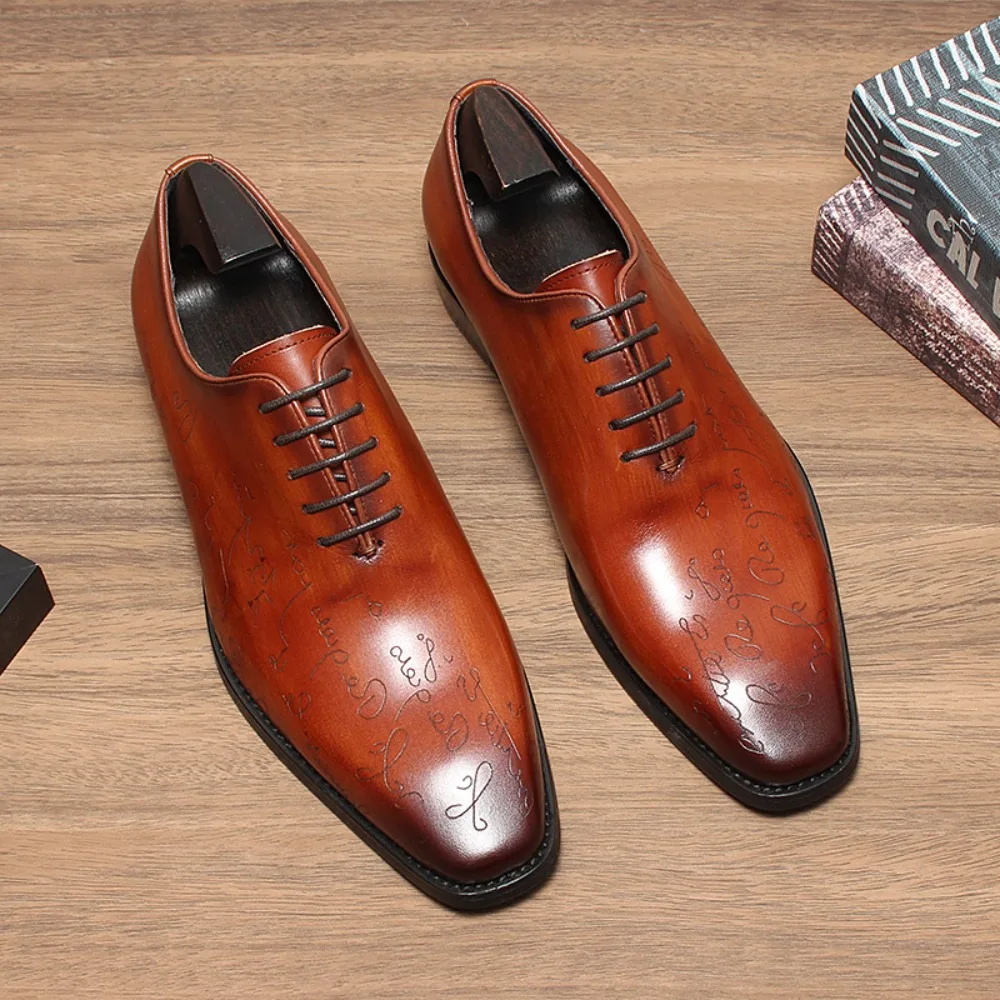Office Men Dress Shoes Floral Pattern Men Formal Shoes Leather Luxury Fashion Groom Wedding Shoes Men Oxford Shoe Dress 37-45