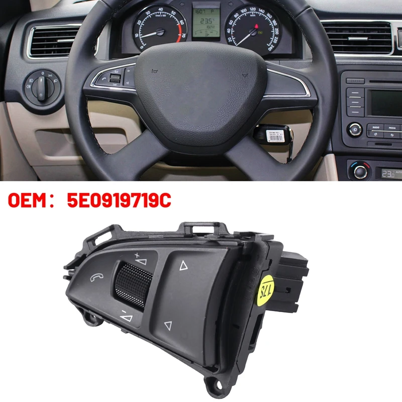 

Pop Multi-Function Steering Wheel Buttons Cruise Control Switch Cruise Control Switch 5E0919719C For SKODA Rapid 2013-2022