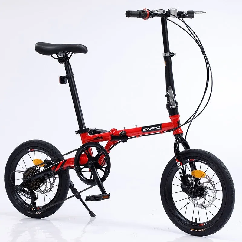 Folding 16-inch Mini Bike Outdoor Portable Riding Adult Bicycle Women's Disc Brake Small Wheel Men And Women Speed Bicycle 2024