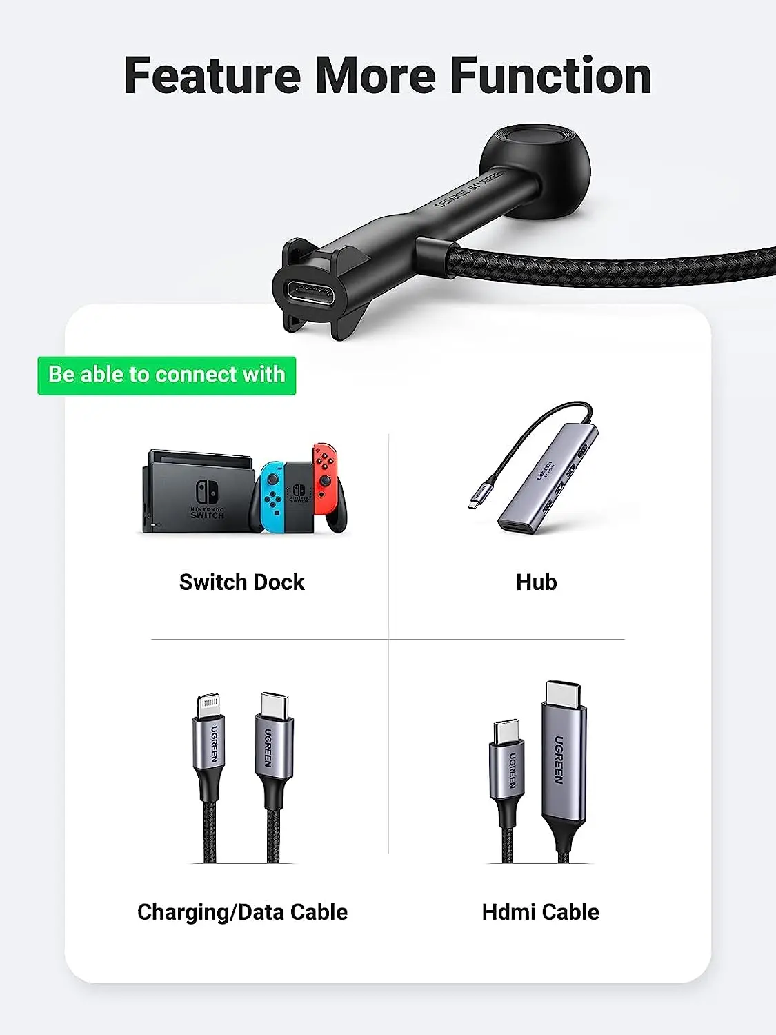 UGREEN Cavo di prolunga USB C 3,3FT 1M 10Gbps 60W USB 3.1 Gen 2 Estensore Nylon Tipo C Cavo maschio-femmina