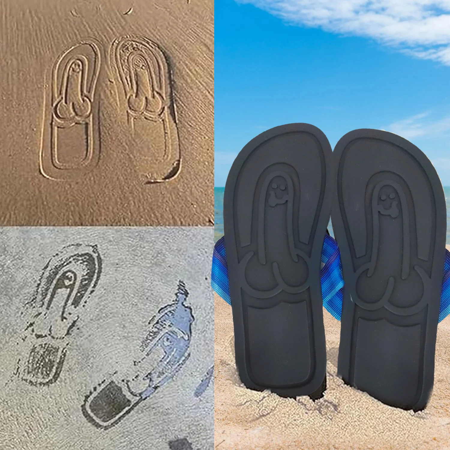 Hidden Penis Flops Parody Creative Penis Slippers Summer Beach Comfort Non Slip Men\'s Sandal Beach Flip Flops