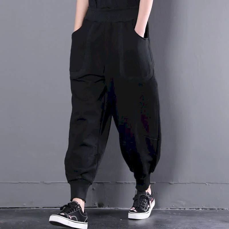 Harem Pants Casual Loose Autumn Winter Korean Style Thickened Fleece-lined Sweatpants Elastic Waist Streetwear Women Clothing