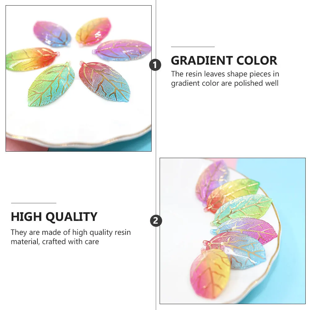

30Pcs Unfinished Leaves Accessories Gradient Color Resin Slices for DIY Handmade Decoration Craft Supplies Wedding Party